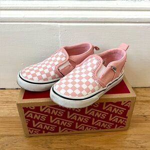 Vans Asher V Powder Pink Checkerboard Slip-On in 7T